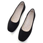 Comfortable Black Square Toe Ballet Flats for Women