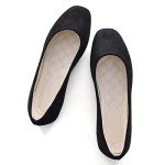 Comfortable Black Square Toe Ballet Flats for Women