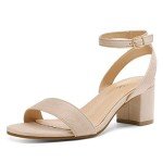DREAM PAIRS Women’s Nude Chunky Heel Sandals