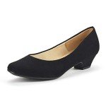 Mila Black Suede Low Heel Pumps for Women