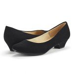 Mila Black Suede Low Heel Pumps for Women