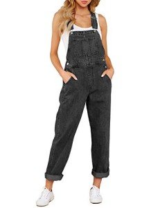 Luvamia Women's Adjustable Denim Bib Overalls - Black