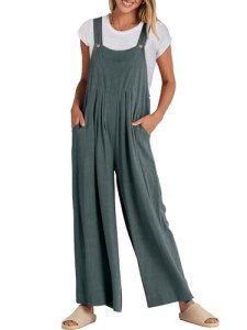ANRABESS Women's Summer Wide Leg Jumpsuits - Grey Blue