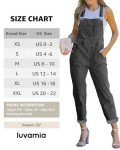 Luvamia Women's Adjustable Denim Bib Overalls - Black
