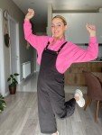 Cozy Black Corduroy Jumpsuit with Pockets