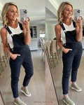 Luvamia Women's Adjustable Denim Bib Overalls - Black