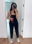 Luvamia Women's Adjustable Denim Bib Overalls - Black
