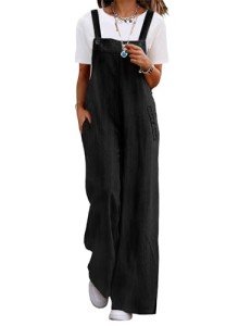 YESNO Women's Black Corduroy Adjustable Strap Overalls