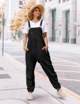 YESNO Women's Black Corduroy Harem Overalls with Pockets