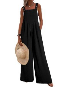 Oversized Black Jumpsuit for Women with Pockets