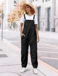 YESNO Women's Black Corduroy Harem Overalls with Pockets