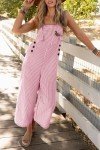PrettyGarden Women's Pink Striped Wide Leg Jumpsuit