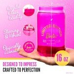 Barbie-Inspired Pink Glass Cups with Lids & Straws