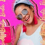 Barbie-Inspired Pink Glass Cups with Lids & Straws