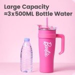 Barbie Collection Steel Cup with Handle and Straw