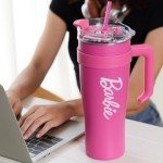 Barbie Collection Steel Cup with Handle and Straw