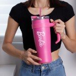 Barbie Collection Steel Cup with Handle and Straw