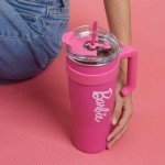 Barbie Collection Steel Cup with Handle and Straw