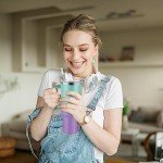 Insulated Travel Tumbler with Handle and Straw