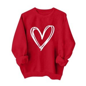 Valentines Heart Print Oversized Sweatshirt for Women