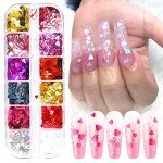 Valentine's Heart Nail Glitter Sequins - 12 Colors