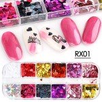 Valentine's Heart Nail Glitter Sequins - 12 Colors