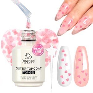 Heart-Shaped Pink Top Coat Gel for Nails