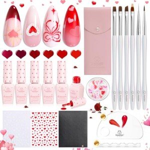 Valentine's Red Gel Polish & Nail Art Set