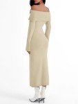 LILLUSORY Off Shoulder Midi Sweater Dress - Apricot