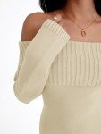 LILLUSORY Off Shoulder Midi Sweater Dress - Apricot