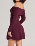 Trendy Off Shoulder Ribbed Knit Mini Dress