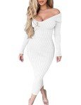 BEAGIMEG Women's Off-Shoulder Knit Bodycon Dress