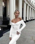 BEAGIMEG Women's Off-Shoulder Knit Bodycon Dress