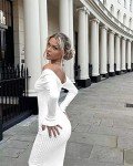 BEAGIMEG Women's Off-Shoulder Knit Bodycon Dress