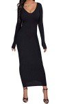 SheKiss Off Shoulder Black Bodycon Sweater Dress