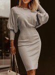 Off Shoulder Gray Bodycon Sweater Dress for Women