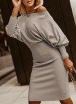 Off Shoulder Gray Bodycon Sweater Dress for Women