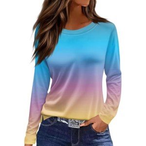 Women's Lightweight Gradient Long Sleeve T-Shirts