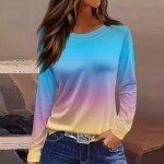 Women's Lightweight Gradient Long Sleeve T-Shirts