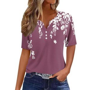 Floral Print Summer Tops for Women 2024