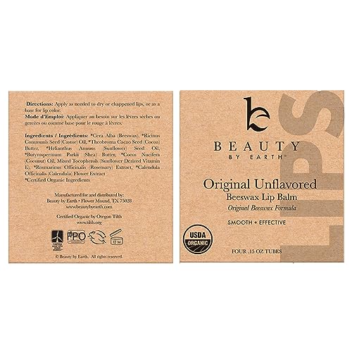Beauty By Earth Natural Lip Balm - Unflavored 4-Pack