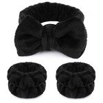 Fluffy Bow Tie Makeup Headband & Wristbands Set
