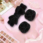 Fluffy Bow Tie Makeup Headband & Wristbands Set