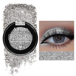 Afflano Silver Glitter Eyeshadow - Intense Metallic Gray