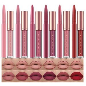 12 Matte Liquid Lipstick & Lip Liner Set