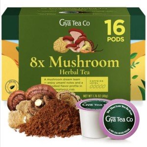 Gya Tea Co Mushroom Herbal Tea Pods for Focus