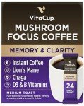 VitaCup Focus Mushroom Coffee Instant Packets, 24 Ct
