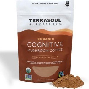 Organic Mushroom Coffee for Focus & Energy, 30 Servings