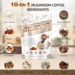 Mushroom Coffee Powder - 30 Servings, 10 Superfoods