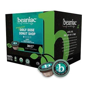 Beaniac Organic Donut Shop Light Roast Coffee Pods